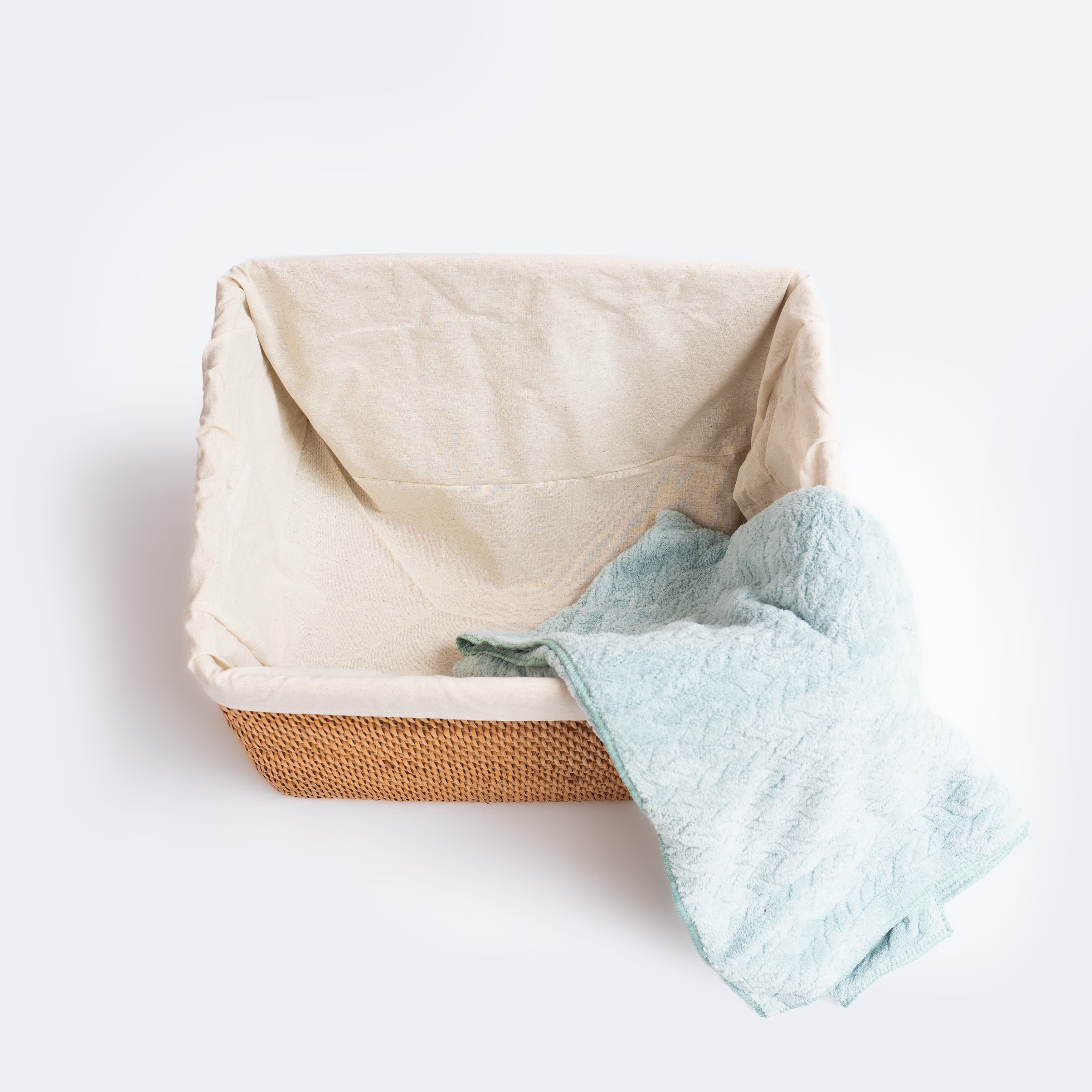 Product Rattan Rectangular Basket – Fabric Lined, Open Top Image 2