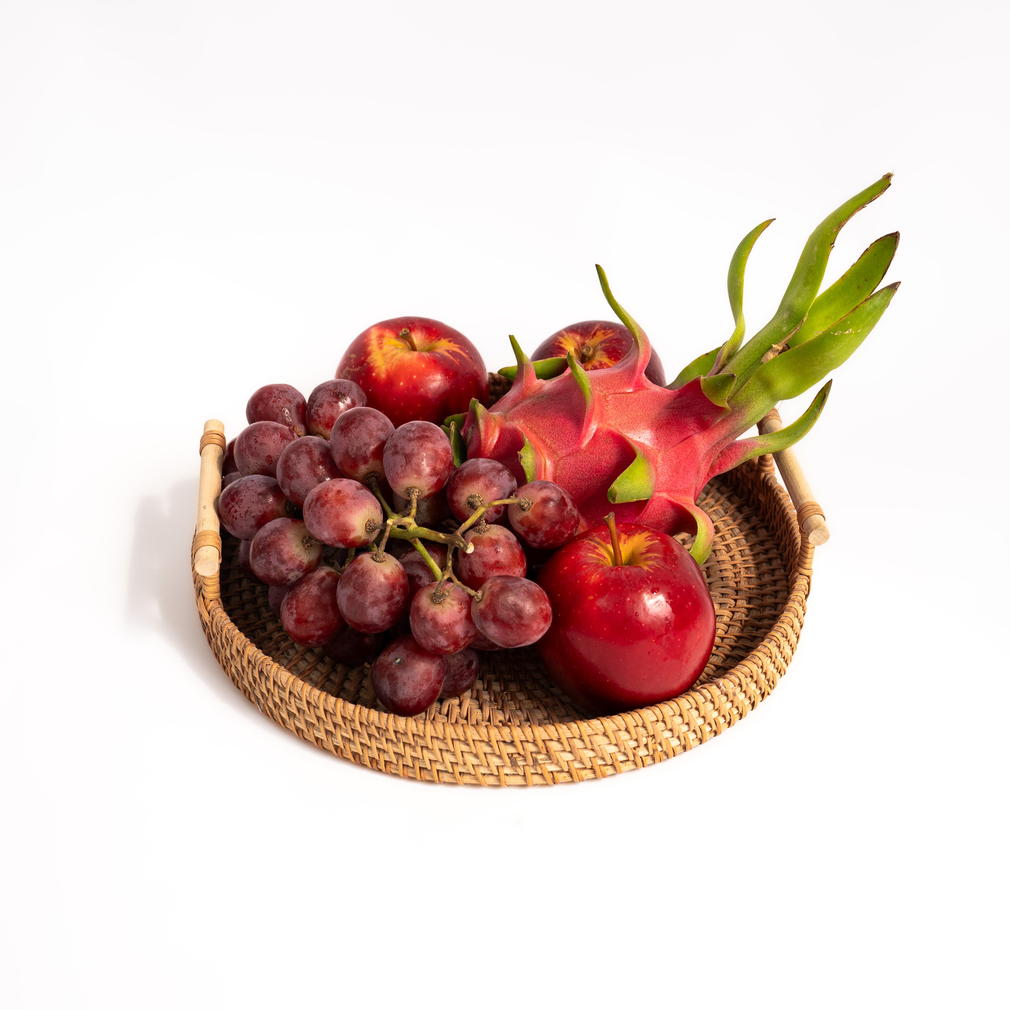 Product Rattan Round Tray – Low Rim, Square Handles Image 2