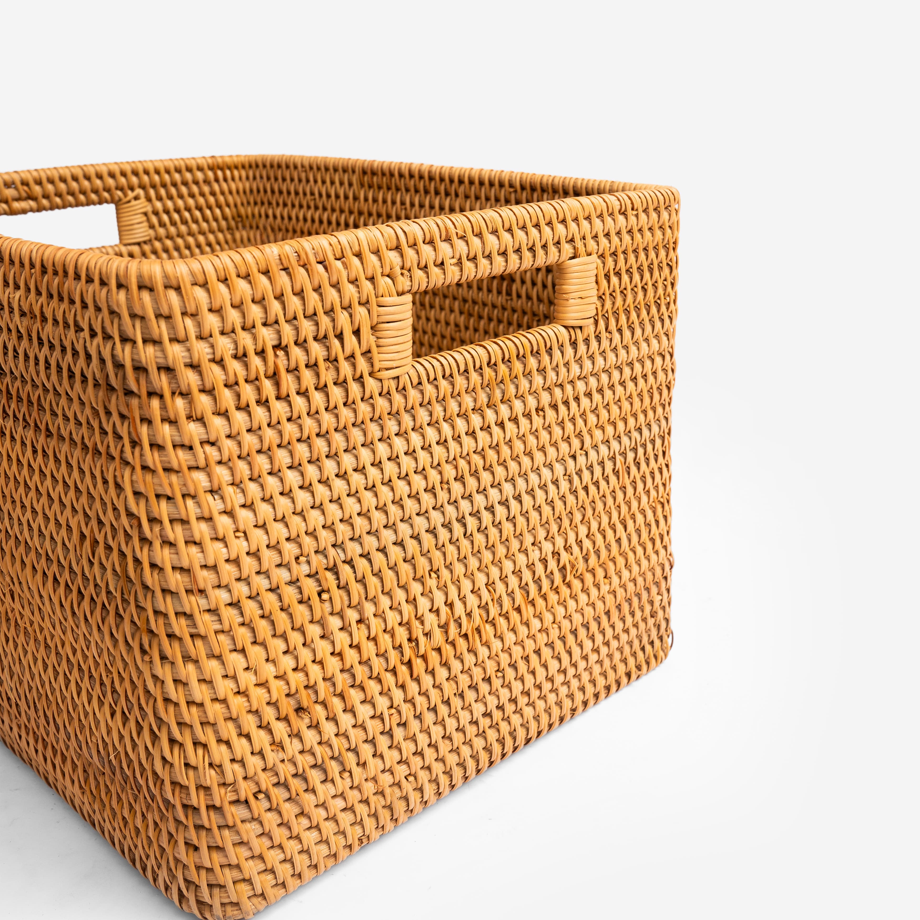 Product Large Rattan Rectangular Storage Basket – Cut-out Handles Image 2