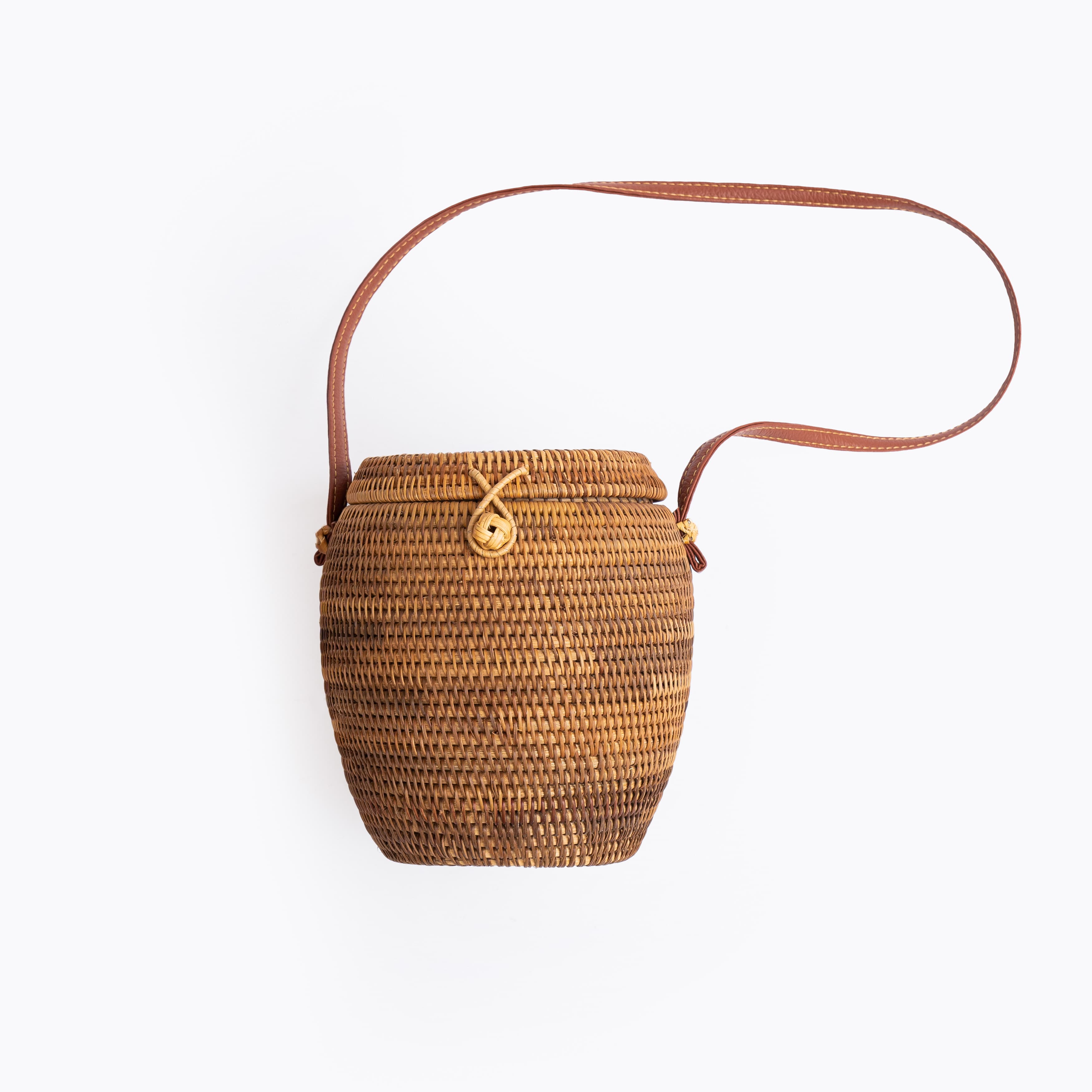 Product Premium Handwoven Rattan Bag – Natural Bamboo & Leather Strap Image 2
